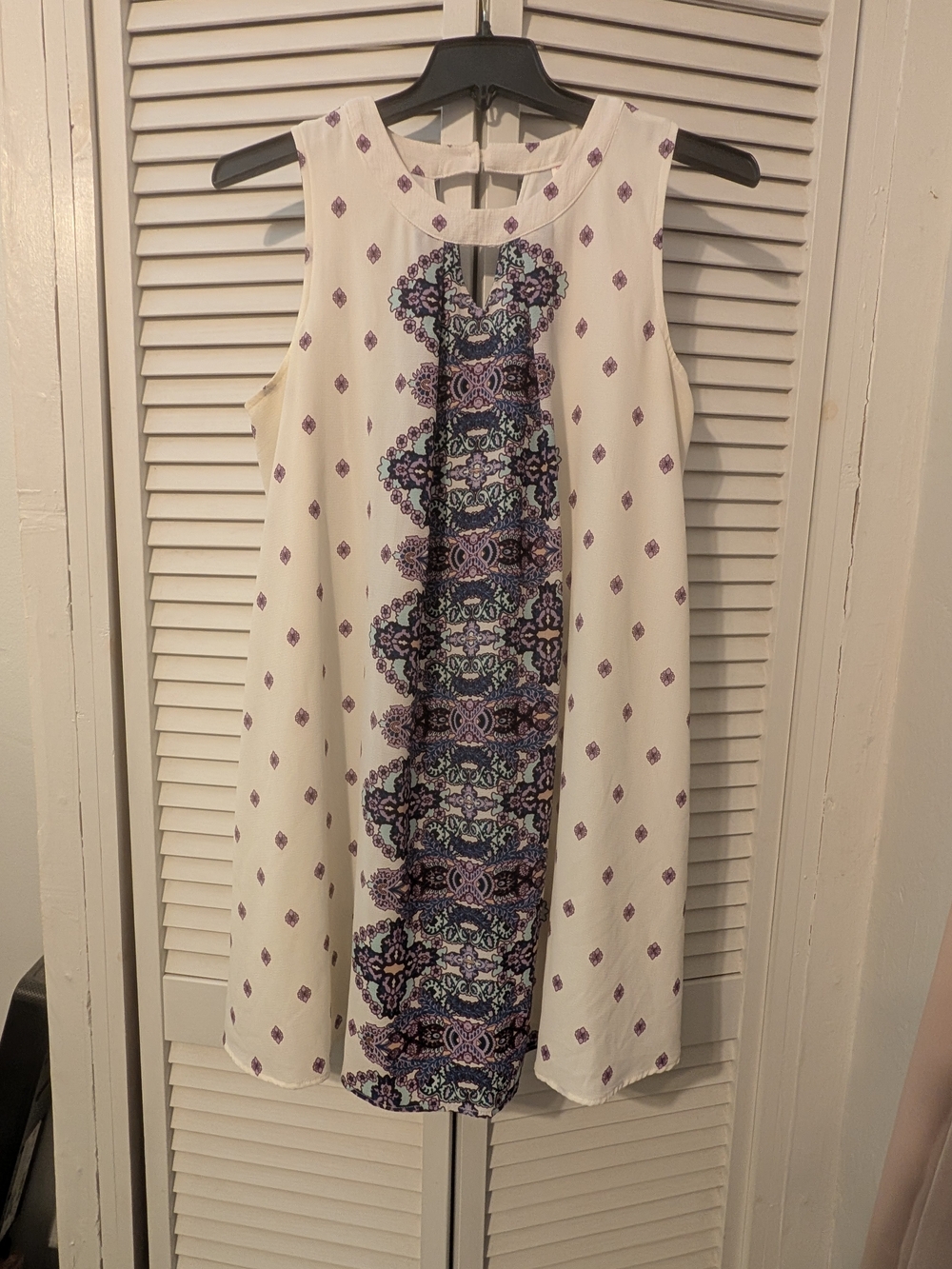 Xhilaration White Sleeveless Midi Dress with Purple Print